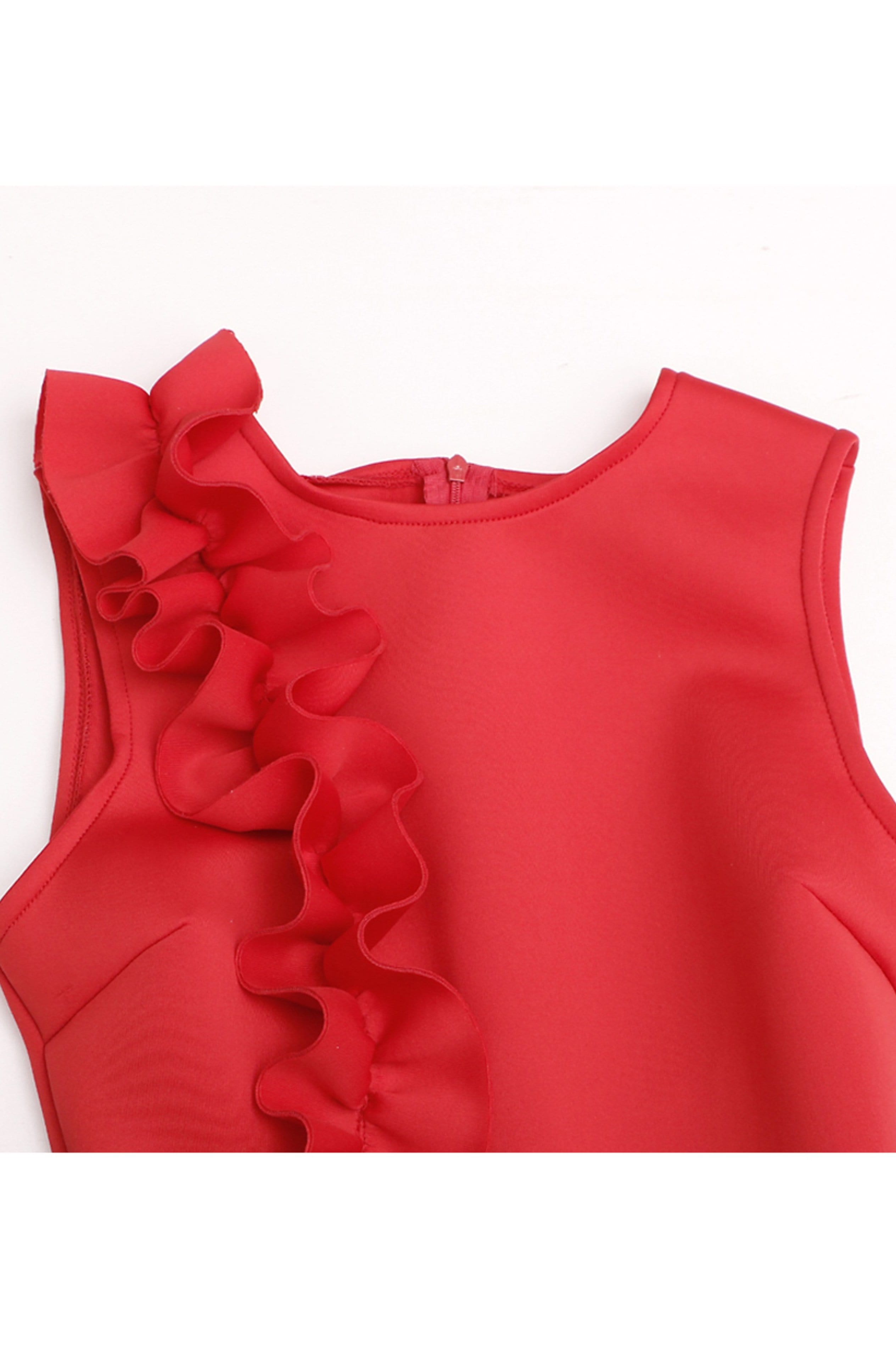 VERMELHO SIDE RUFFLE DRESS - RED | Luna Soul
