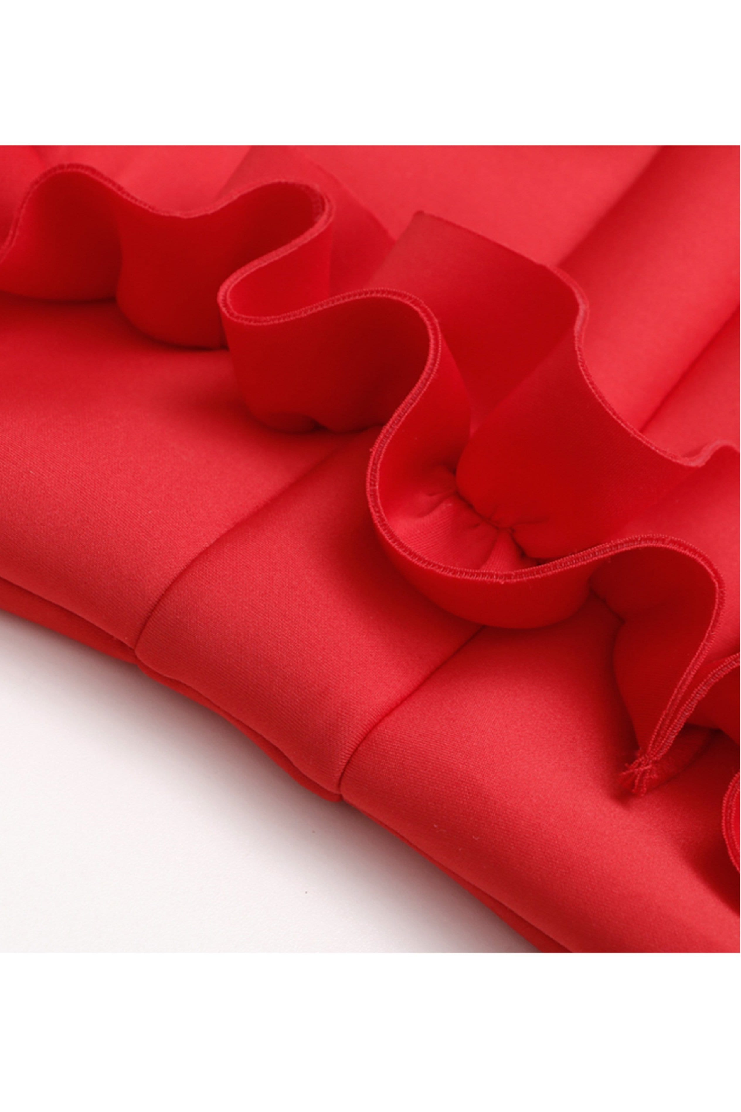 VERMELHO SIDE RUFFLE DRESS - RED | Luna Soul