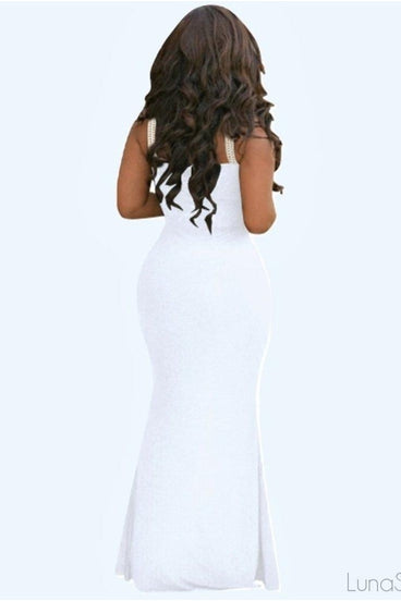 FROSTED IVORY MAXI DRESS - WHITE | Luna Soul