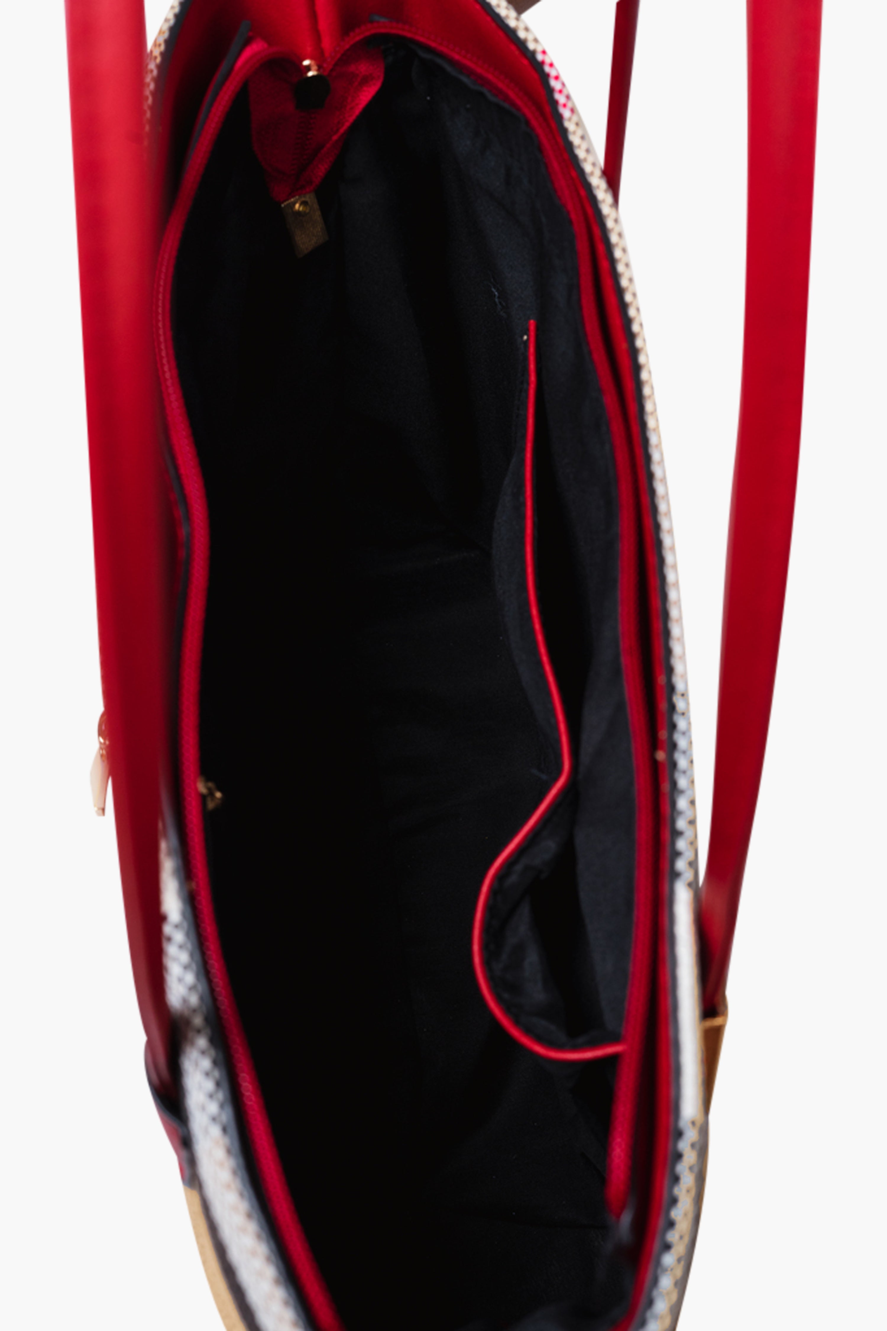 MADRA CHECK TOTE BAG - RED
