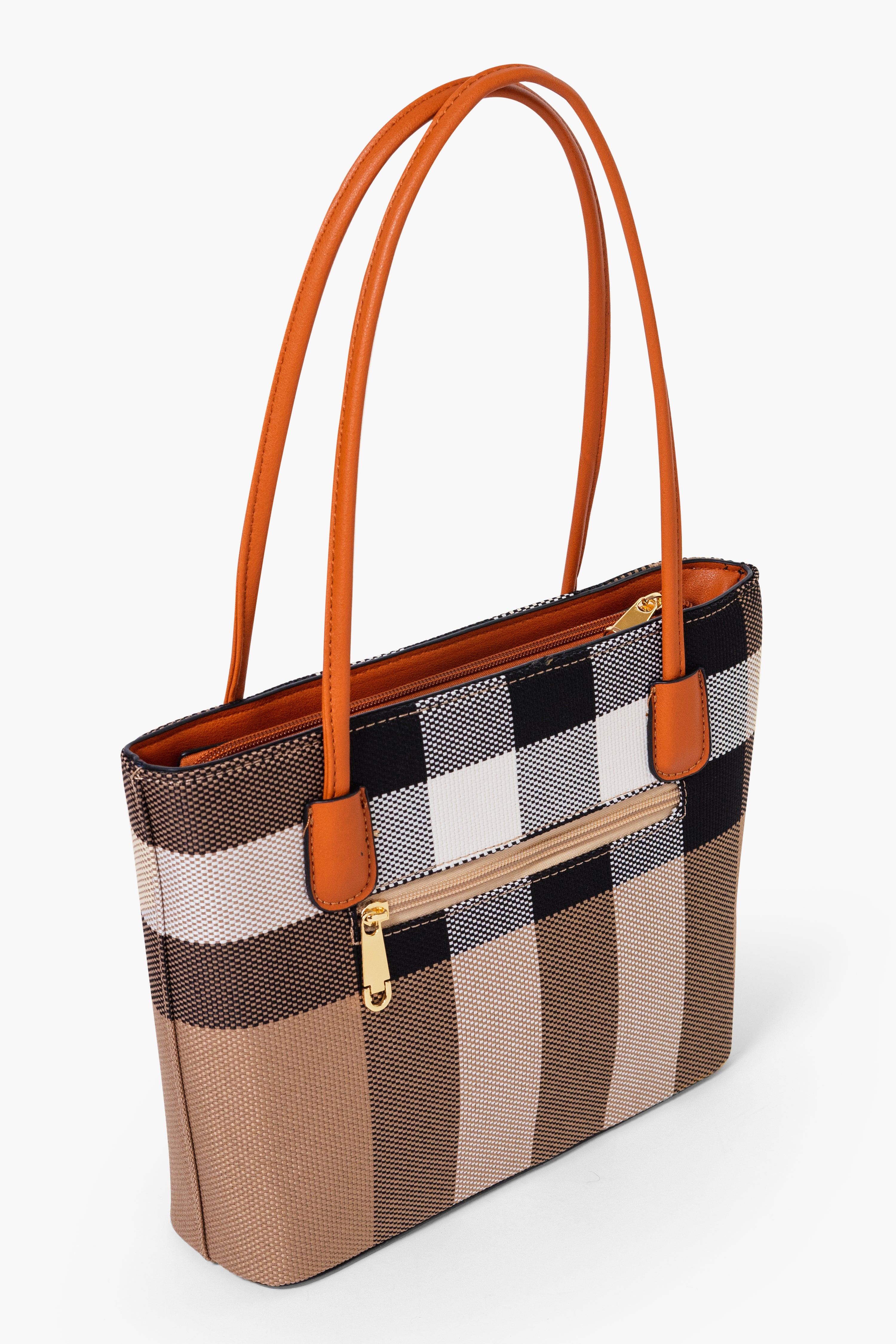 MADRA CHECK TOTE BAG MINI - BROWN