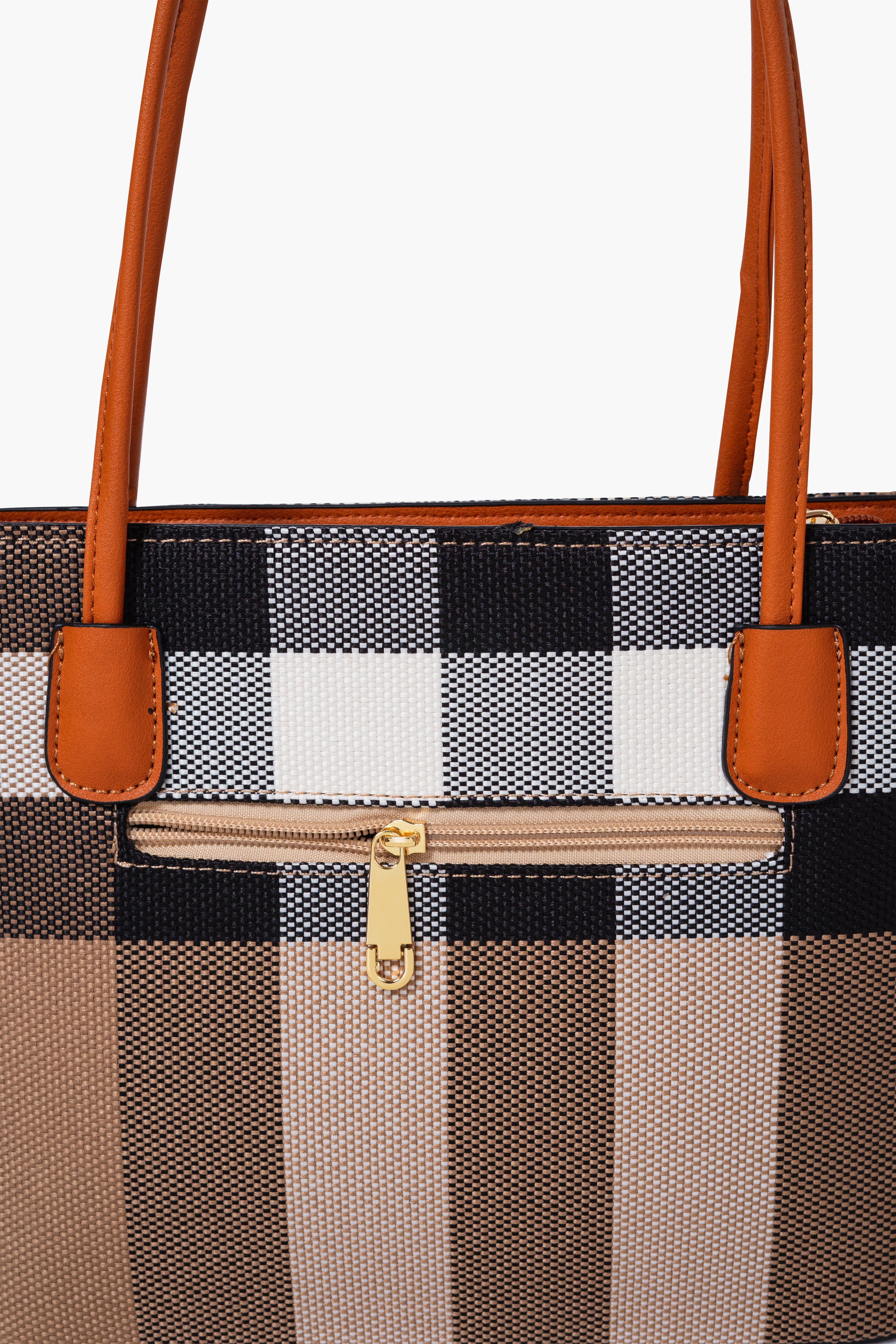 MADRA CHECK TOTE BAG MINI - BROWN