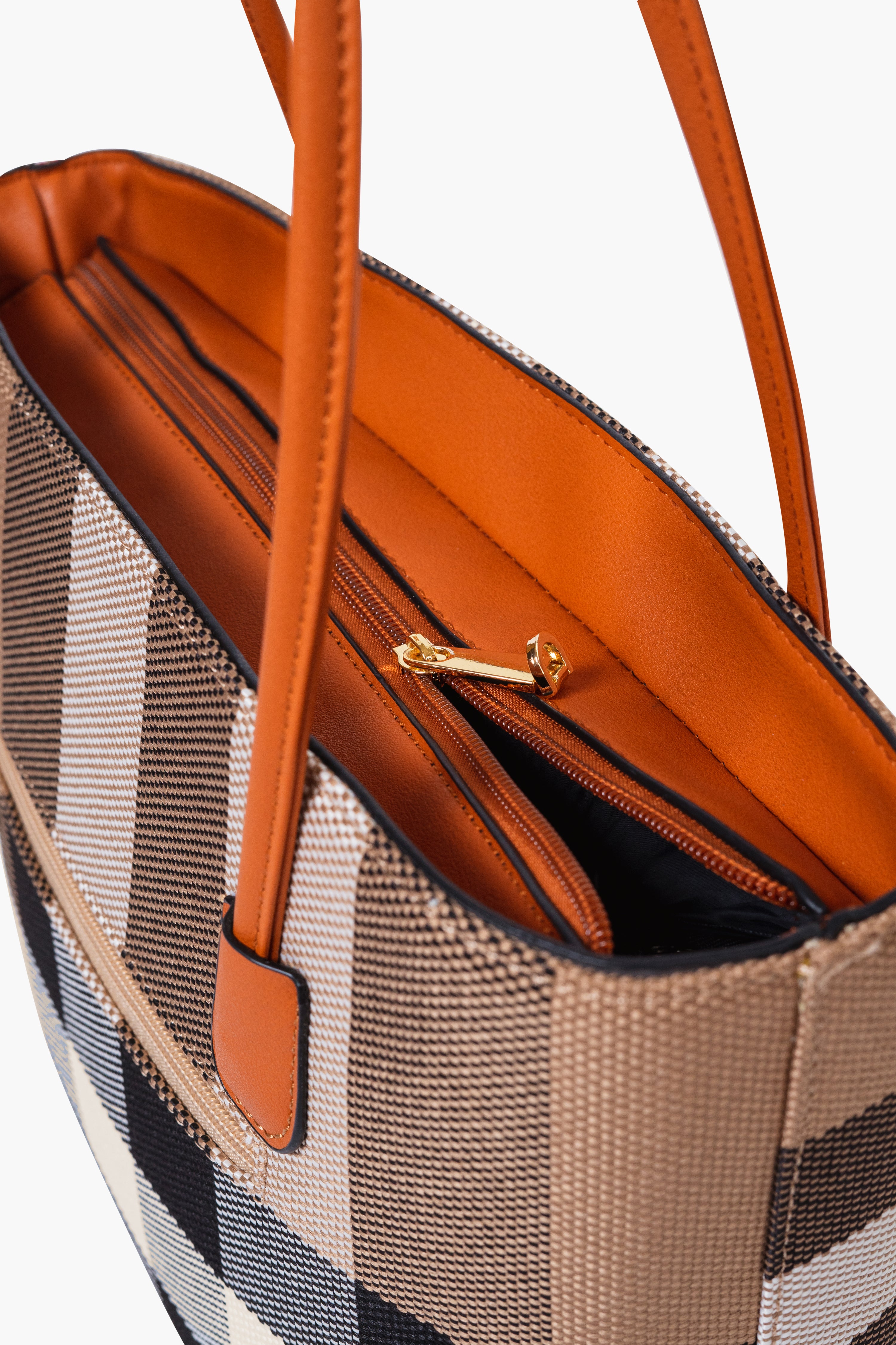 MADRA CHECK TOTE BAG MINI - BROWN