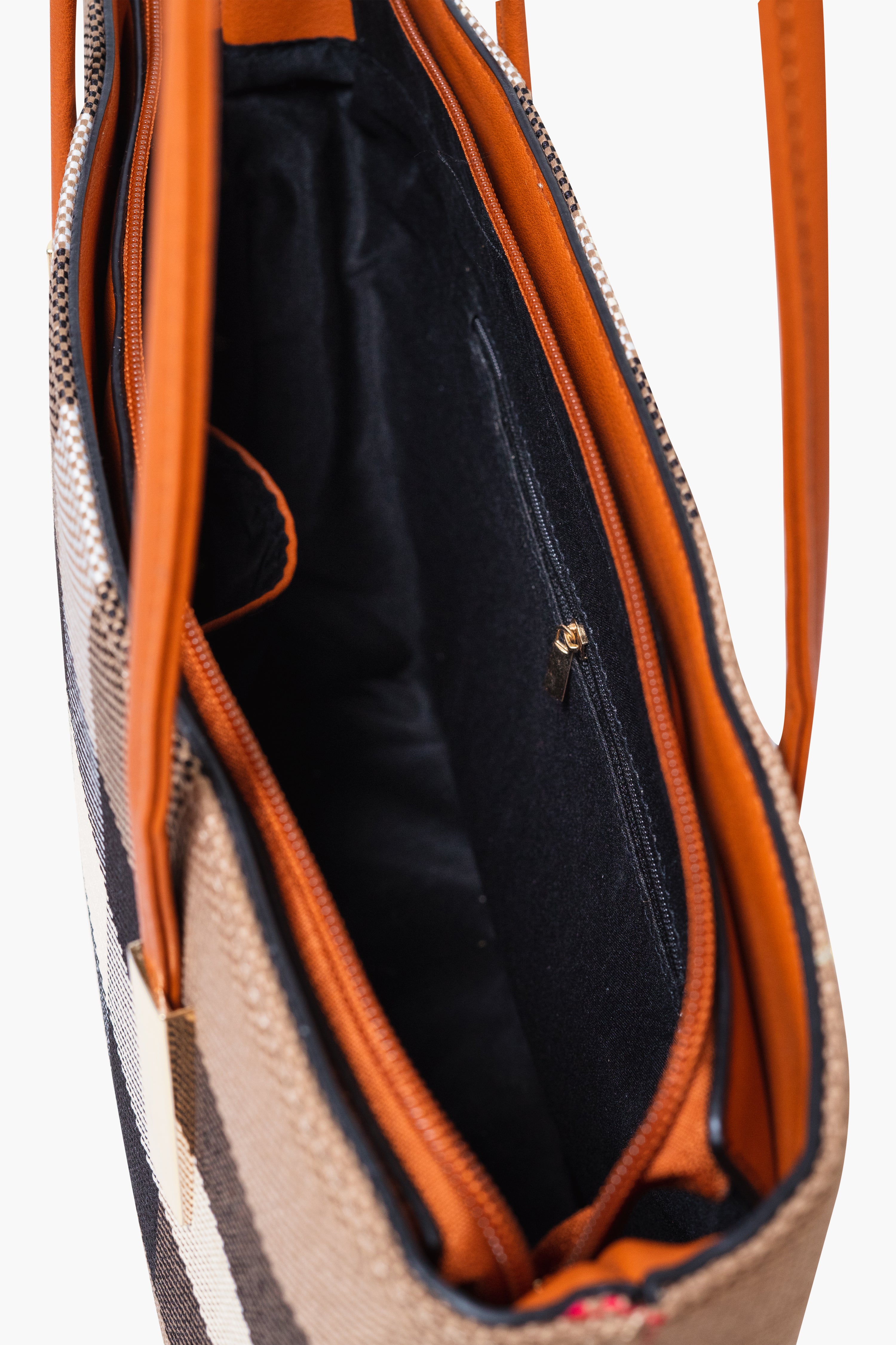MADRA CHECK TOTE BAG MINI - BROWN