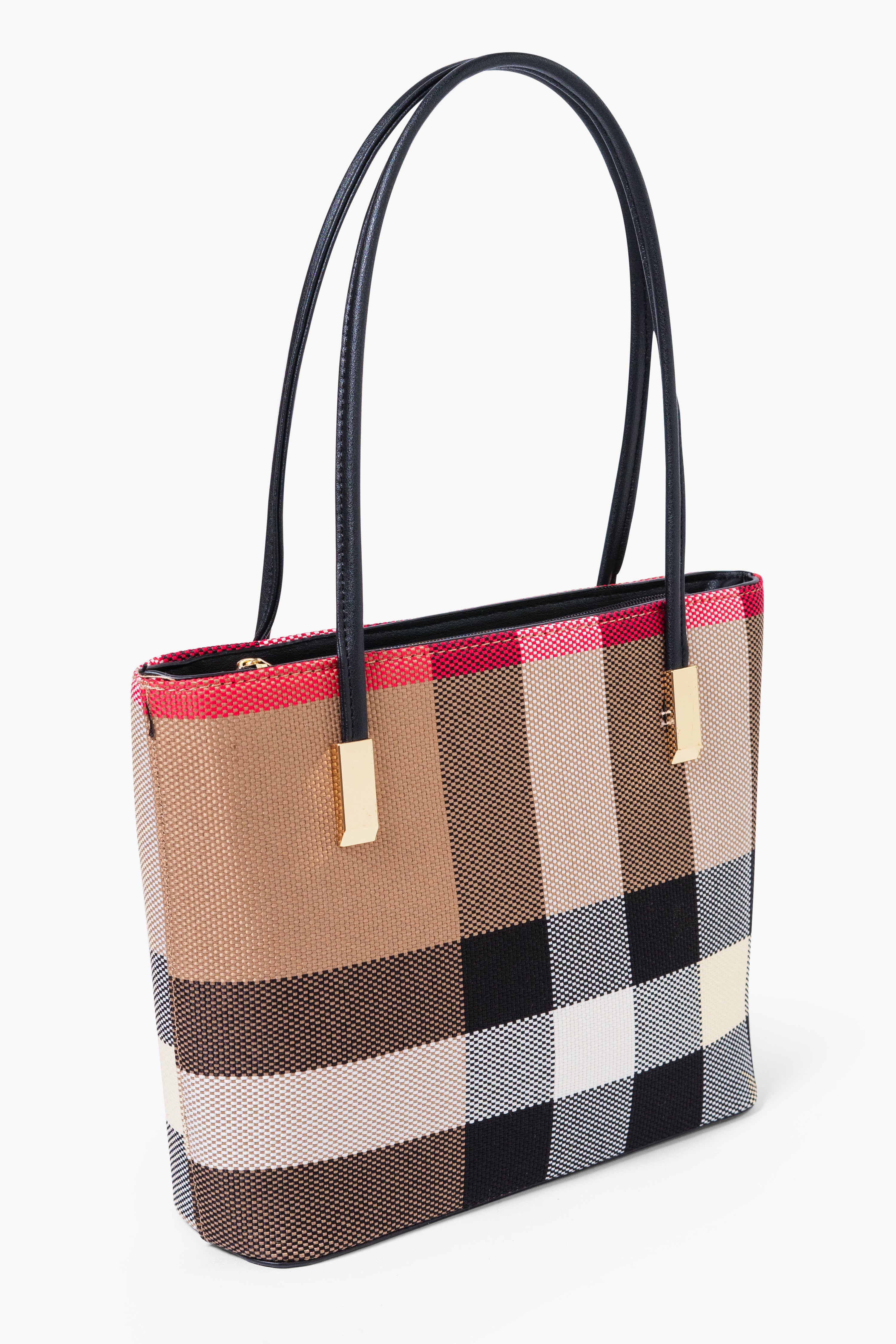 MADRA CHECK TOTE BAG MINI - BLACK