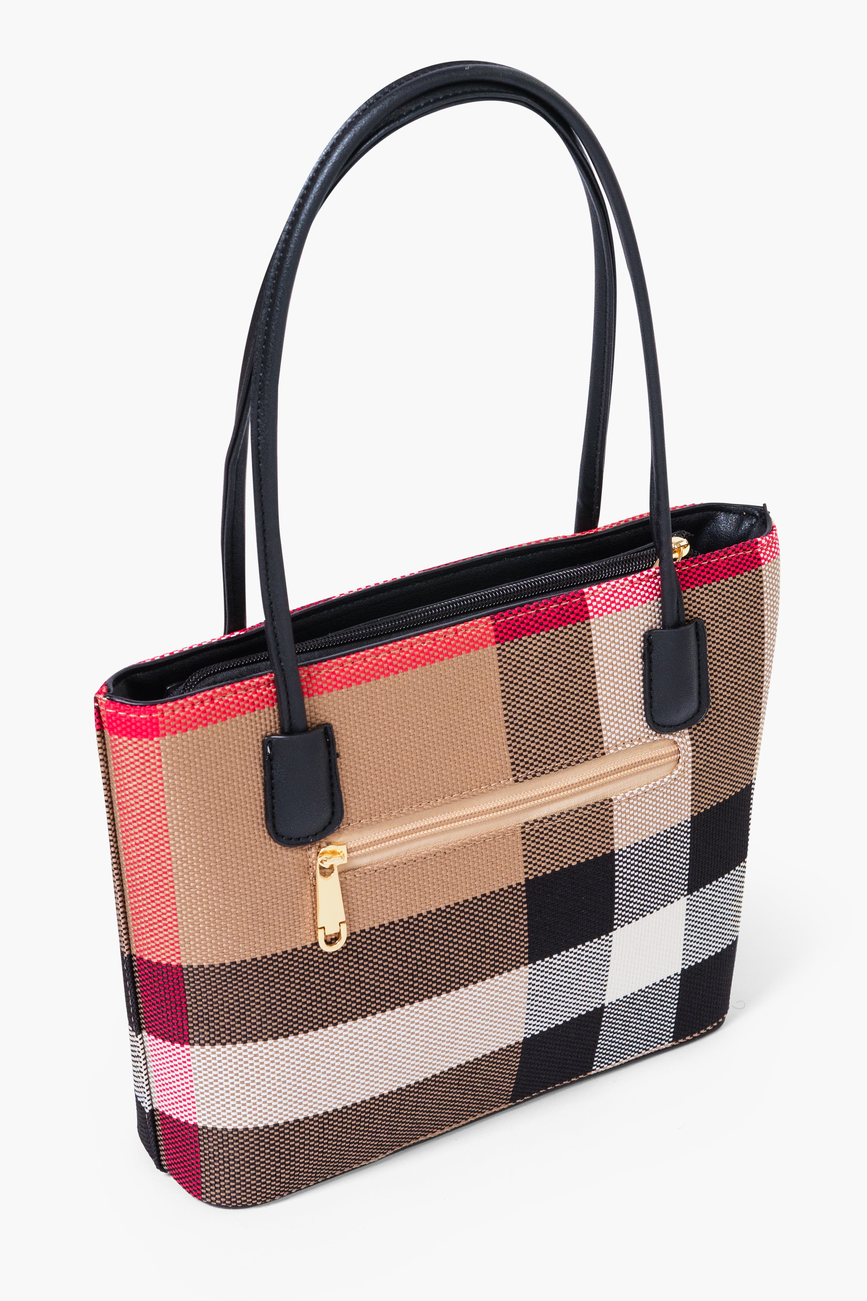 MADRA CHECK TOTE BAG MINI - BLACK