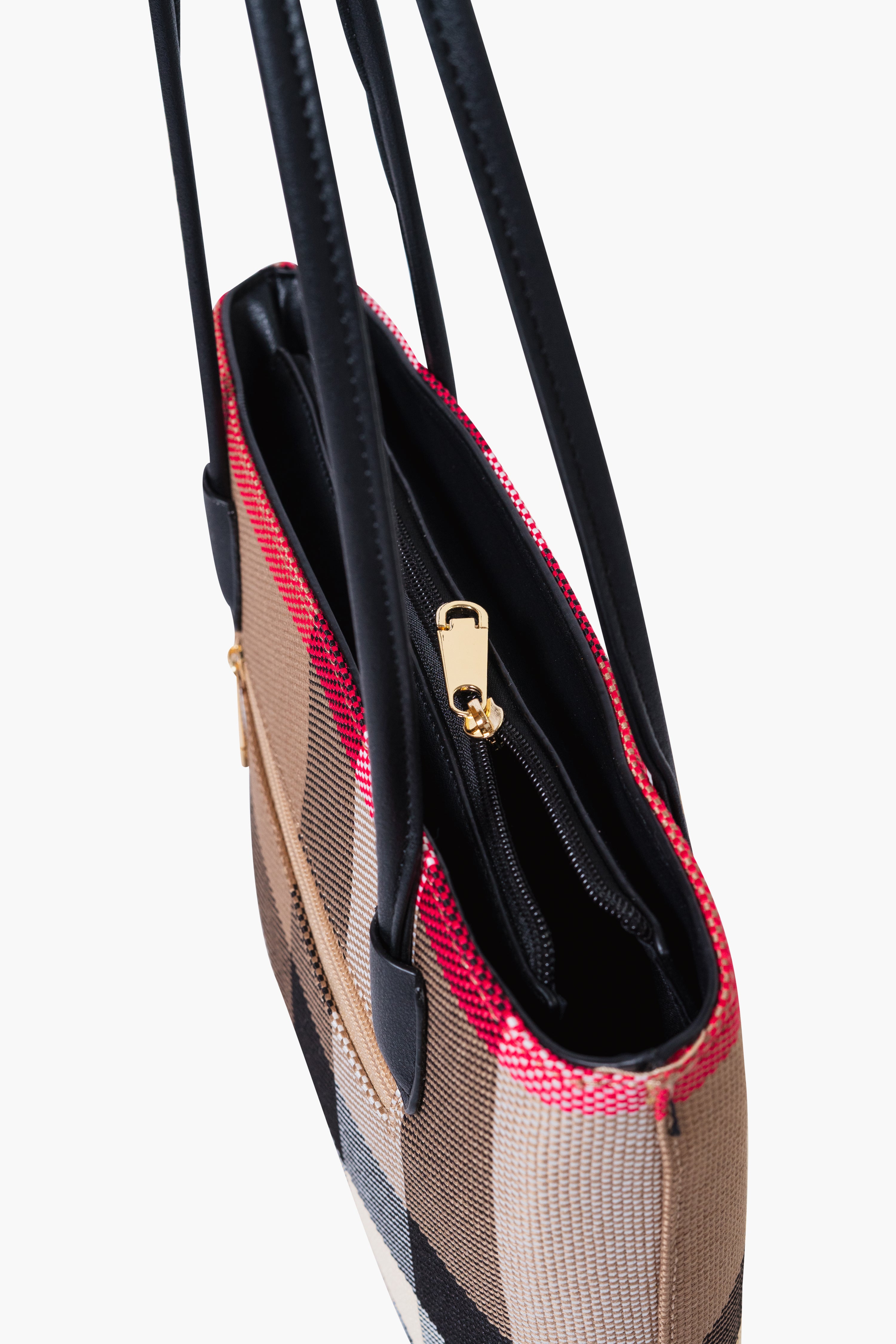 MADRA CHECK TOTE BAG MINI - BLACK