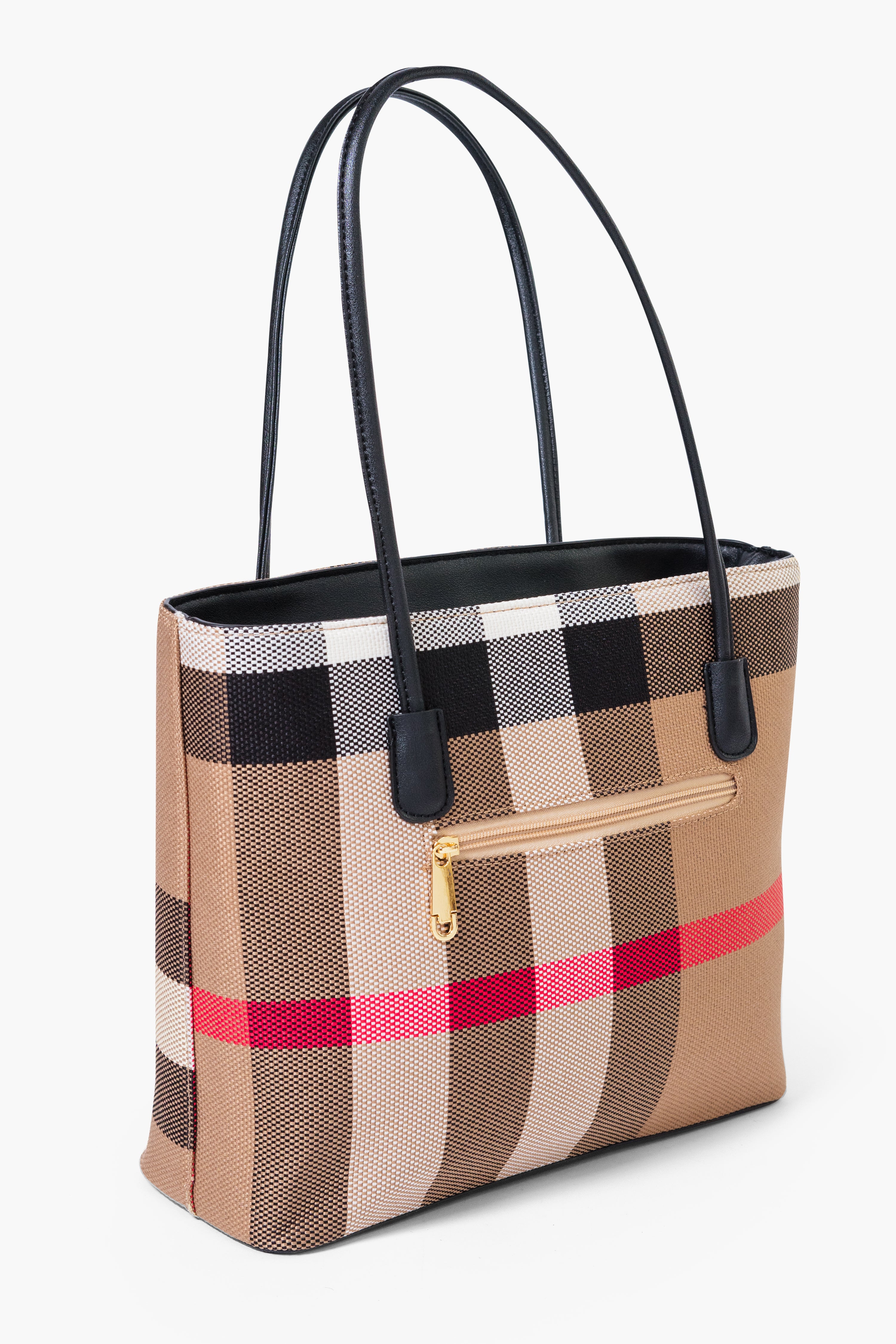 MADRA CHECK TOTE BAG - BLACK