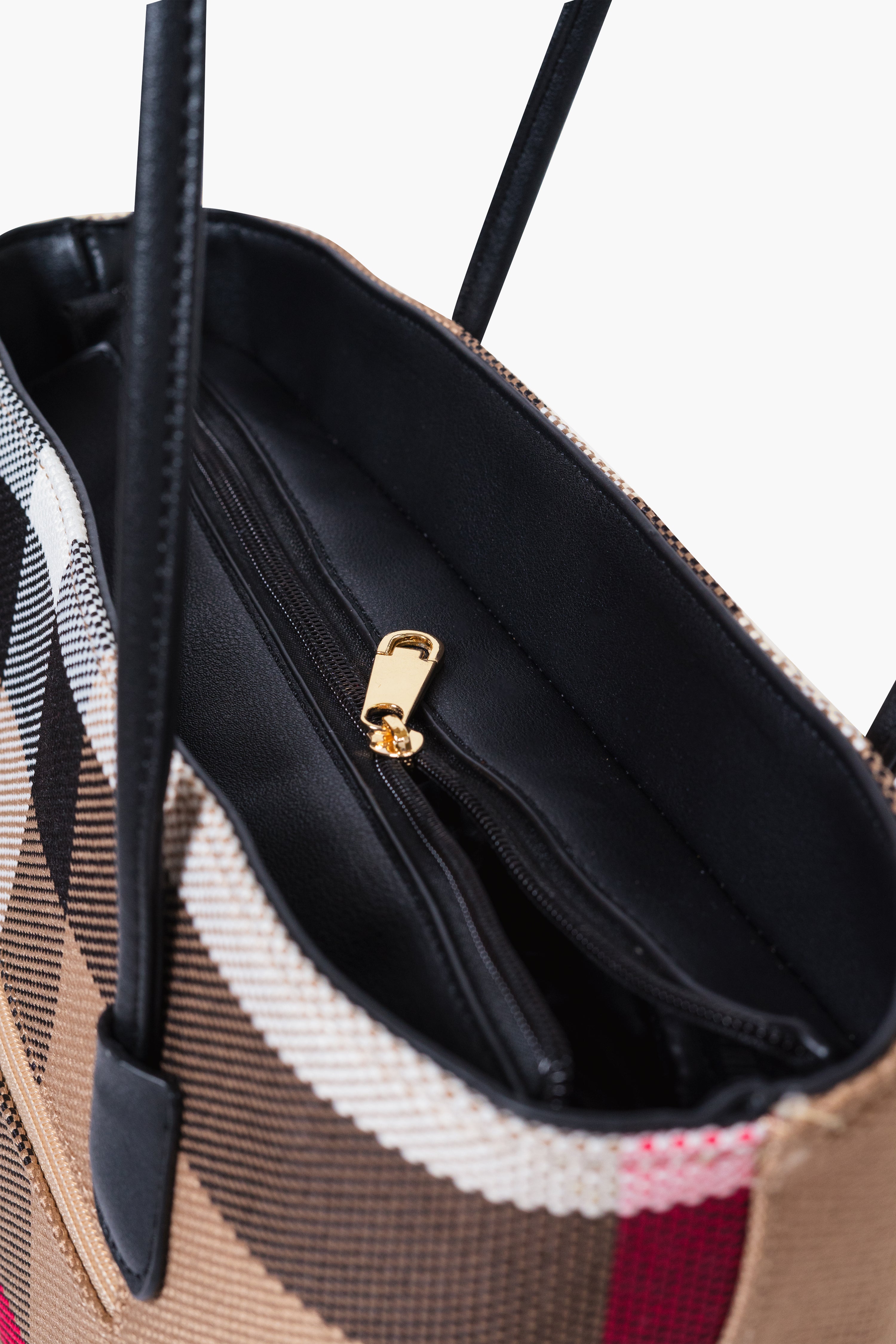 MADRA CHECK TOTE BAG - BLACK