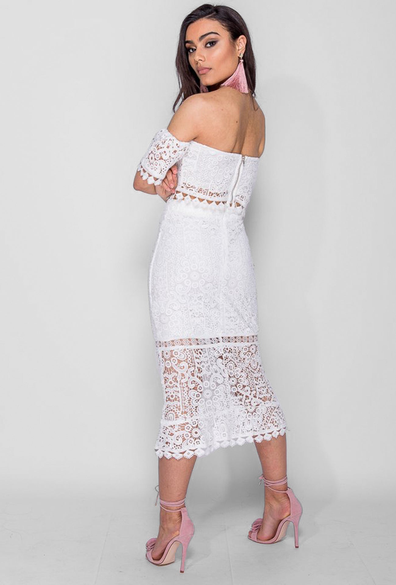LACE BARDOT SET - WHITE
