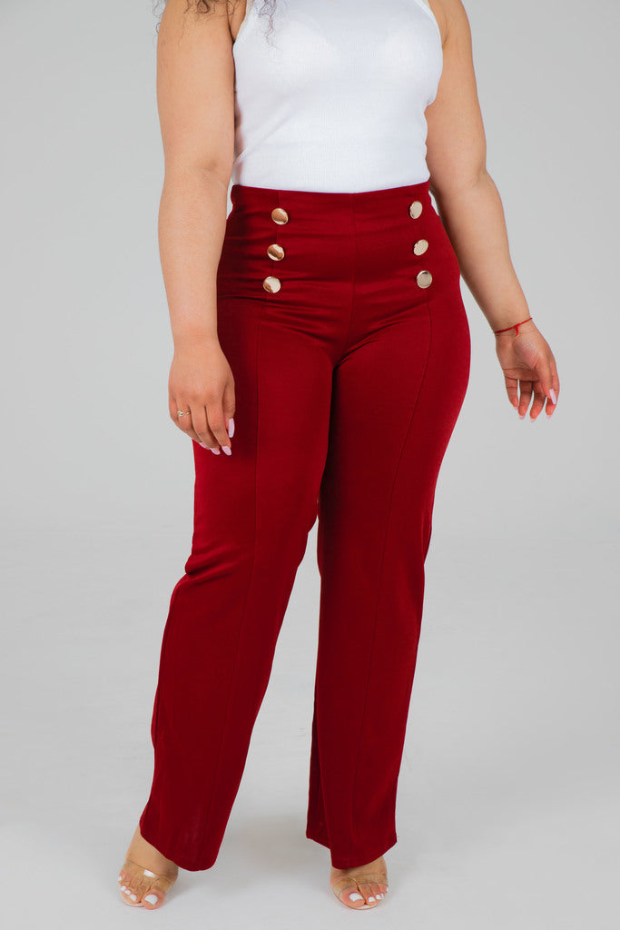Classic Orientated Waist Flare Blue Trousers