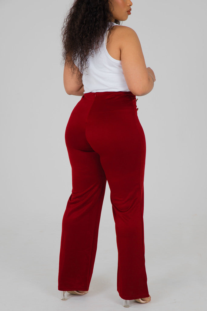 Classic Orientated Waist Flare Blue Trousers