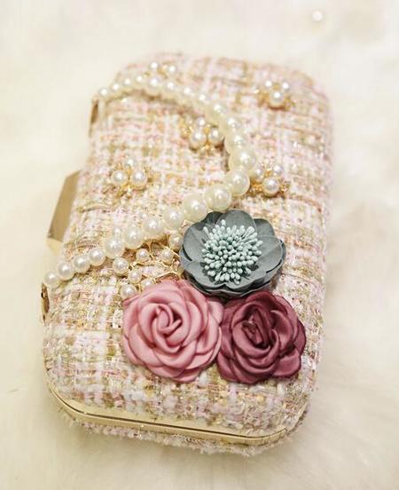 GOLD PEARL EMBELLISHED CLUTCH PURSE | Luna Soul 