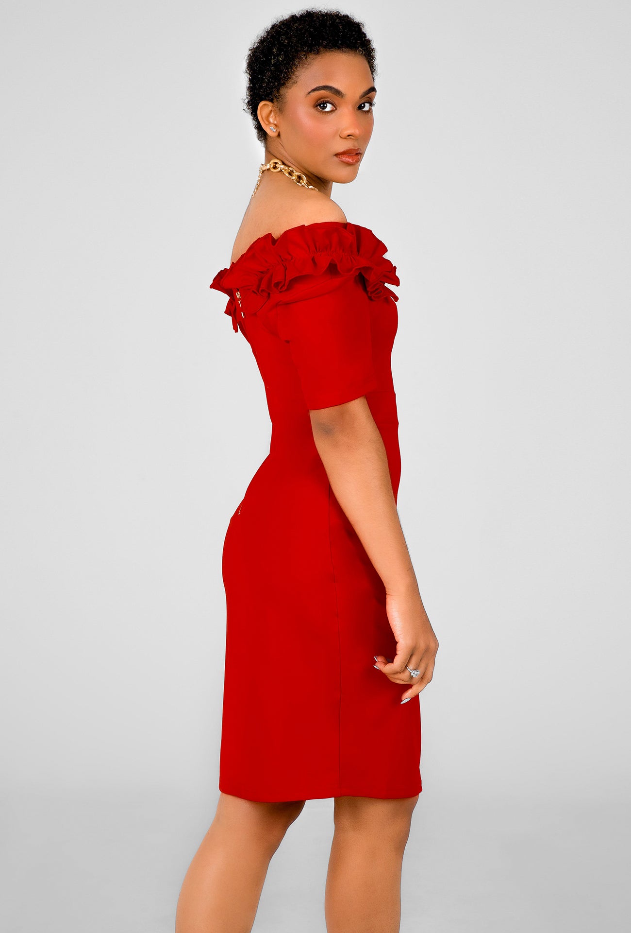RUFFLE CLOUD DRESS - RED