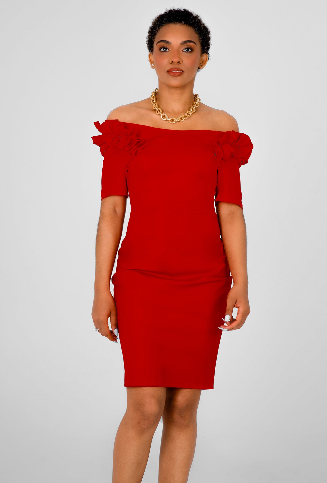RUFFLE CLOUD DRESS - RED