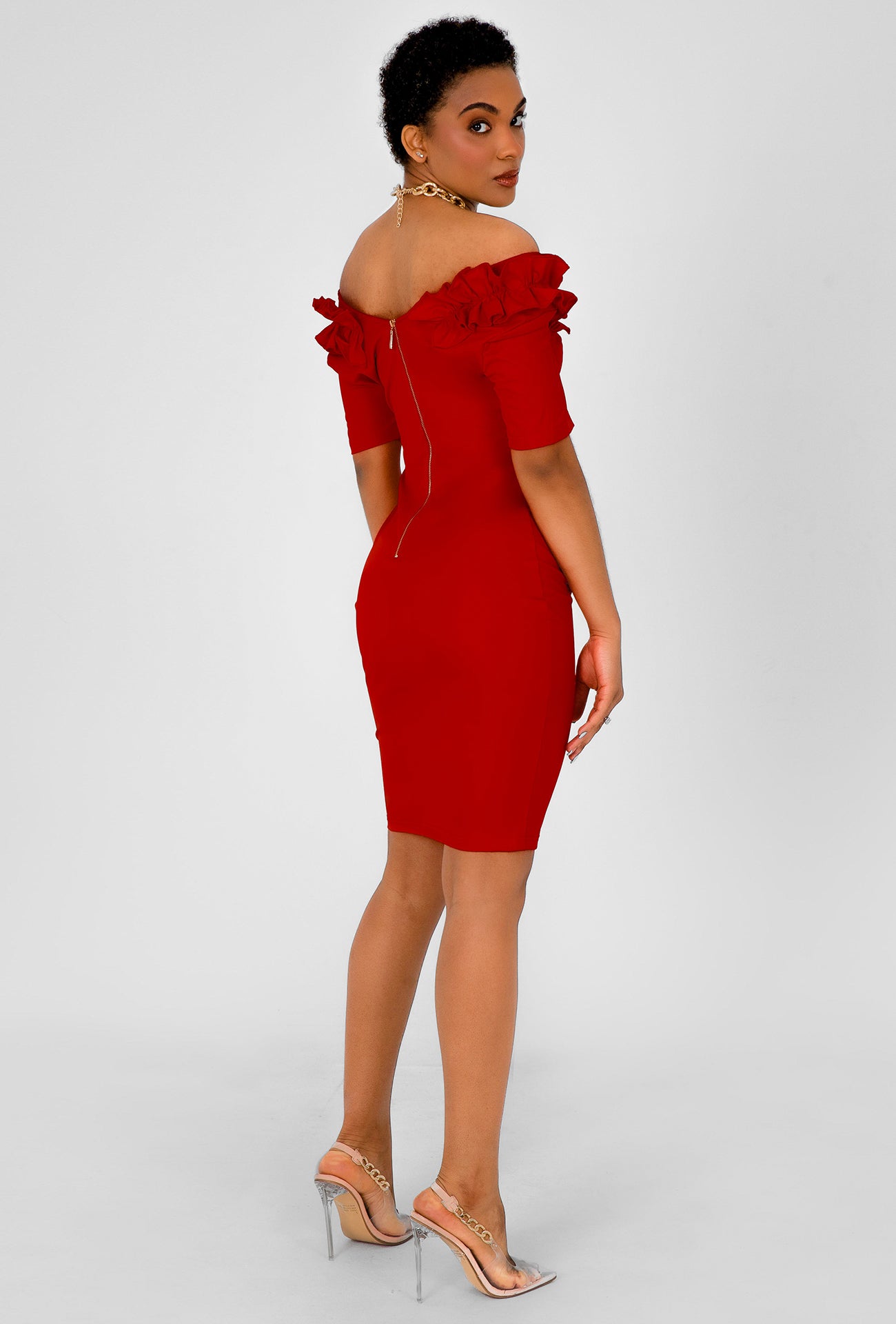 RUFFLE CLOUD DRESS - RED