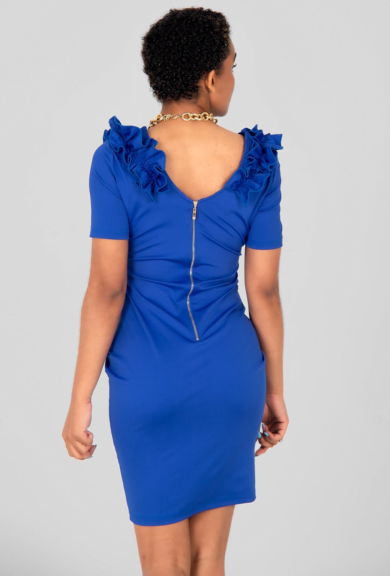 RUFFLE CLOUD DRESS - BLUE