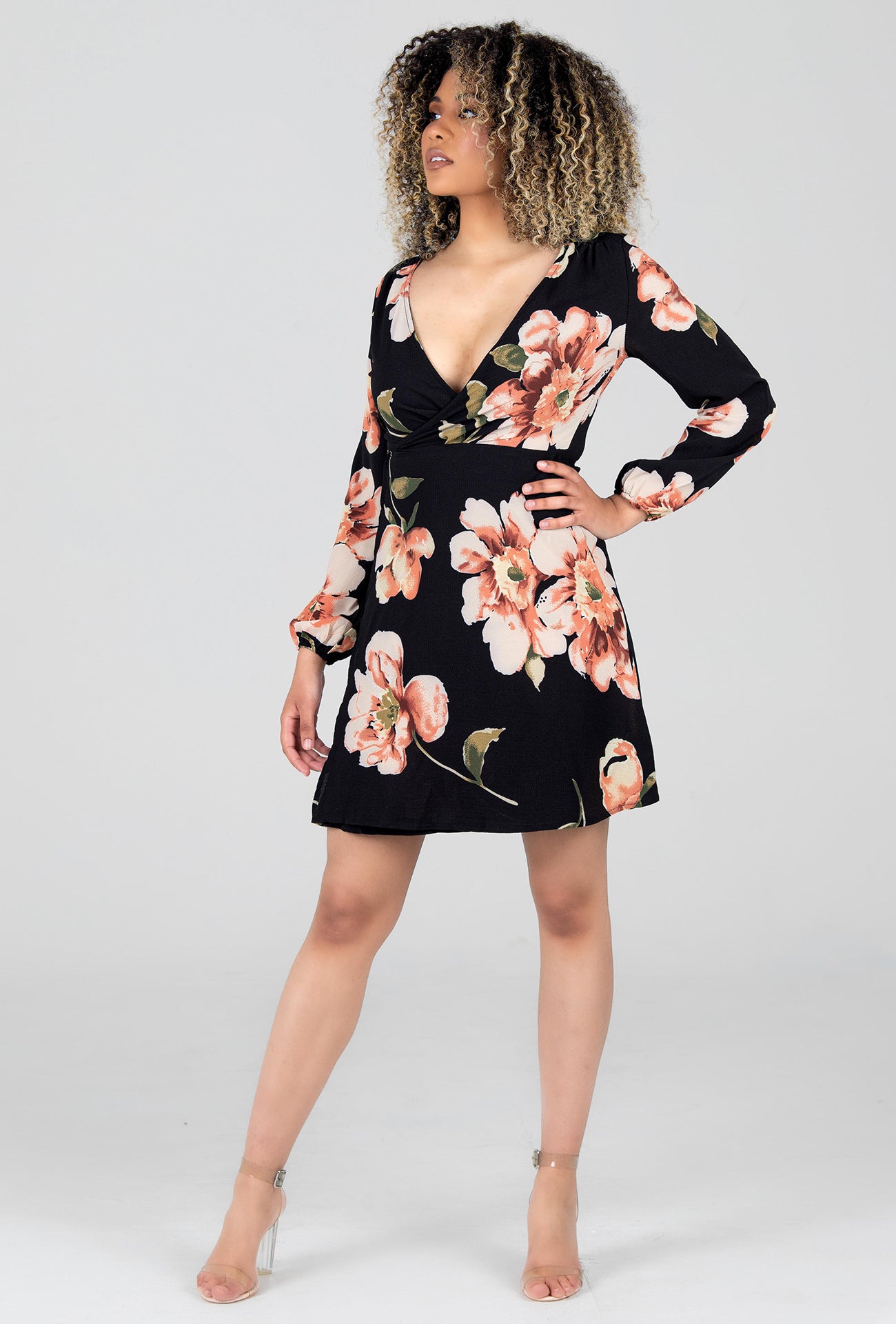 ROSEATE ROSE SKATER DRESS - BLACK