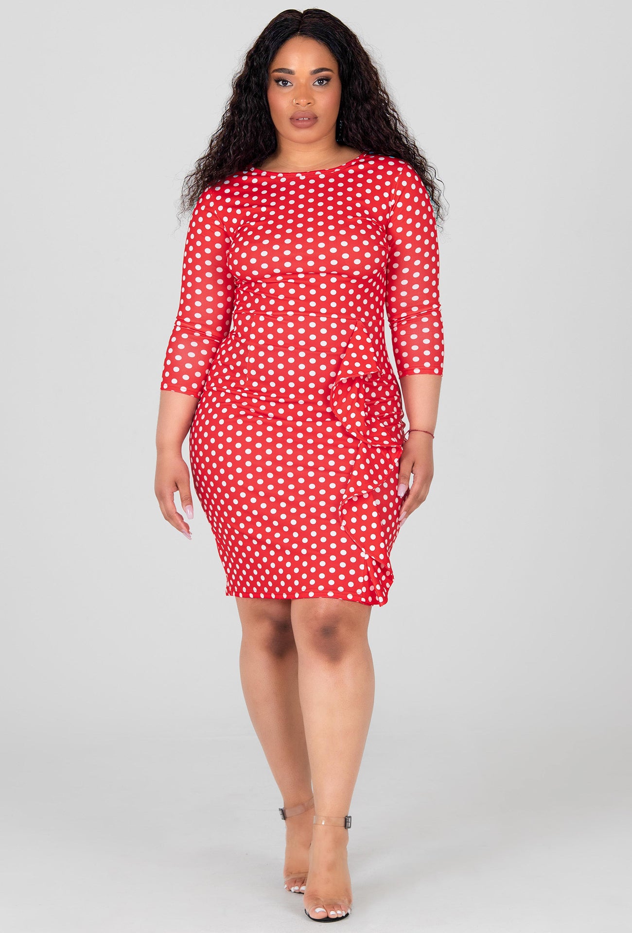 MARIA SIZENHA POLKA DOT DRESS - RED