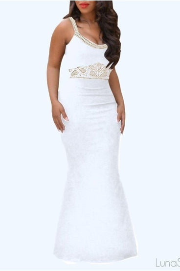 FROSTED IVORY MAXI DRESS - WHITE | Luna Soul 