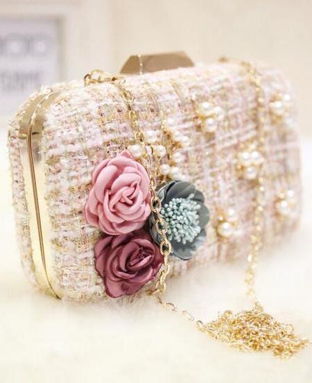 GOLD PEARL EMBELLISHED CLUTCH PURSE | Luna Soul 