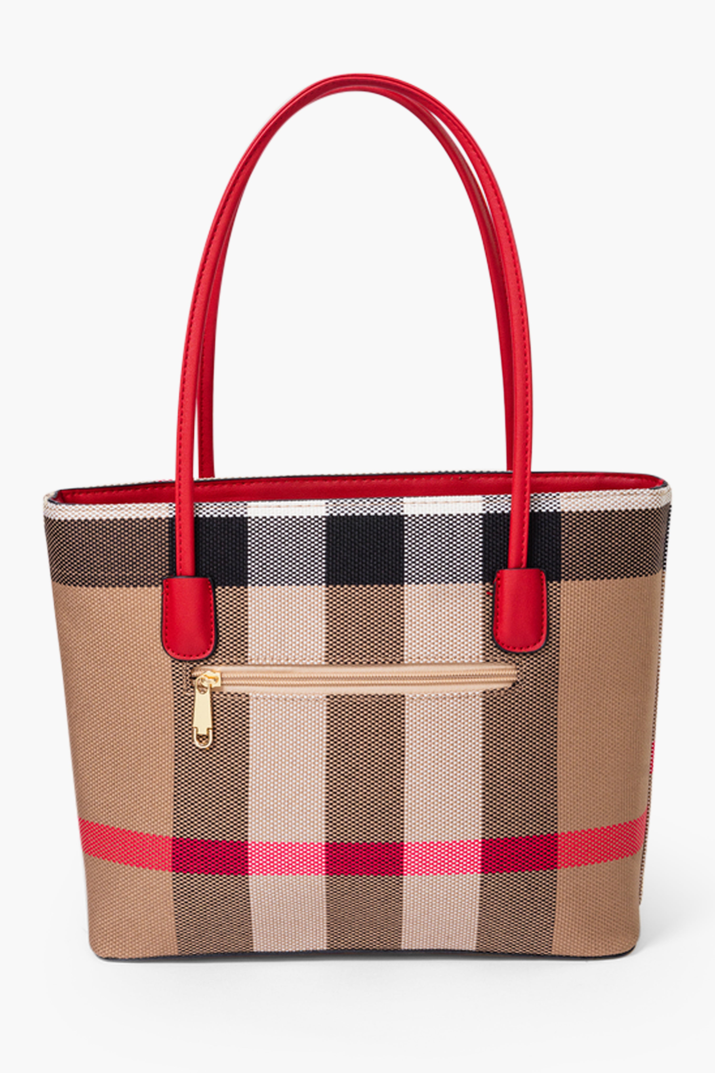 MADRA CHECK TOTE BAG - RED