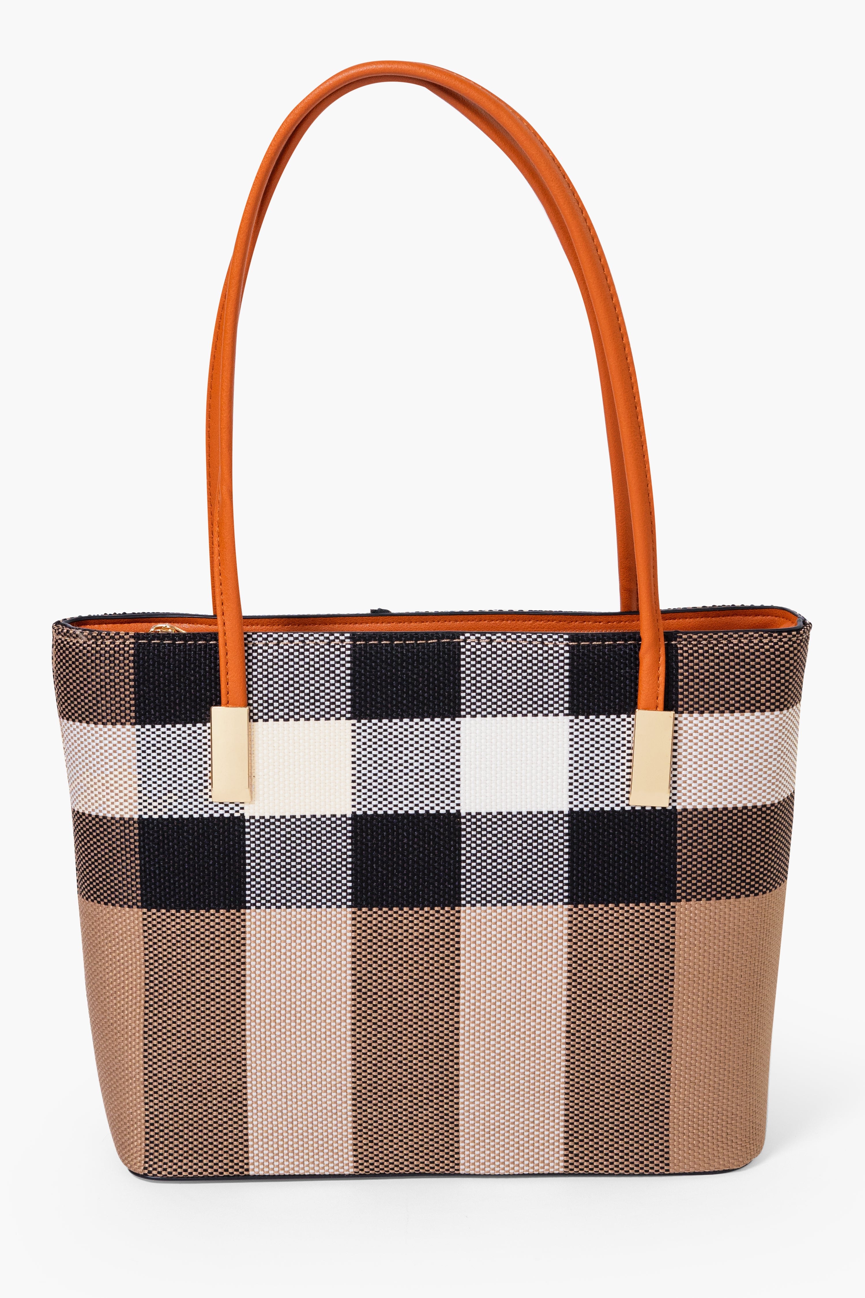 MADRA CHECK TOTE BAG MINI - BROWN