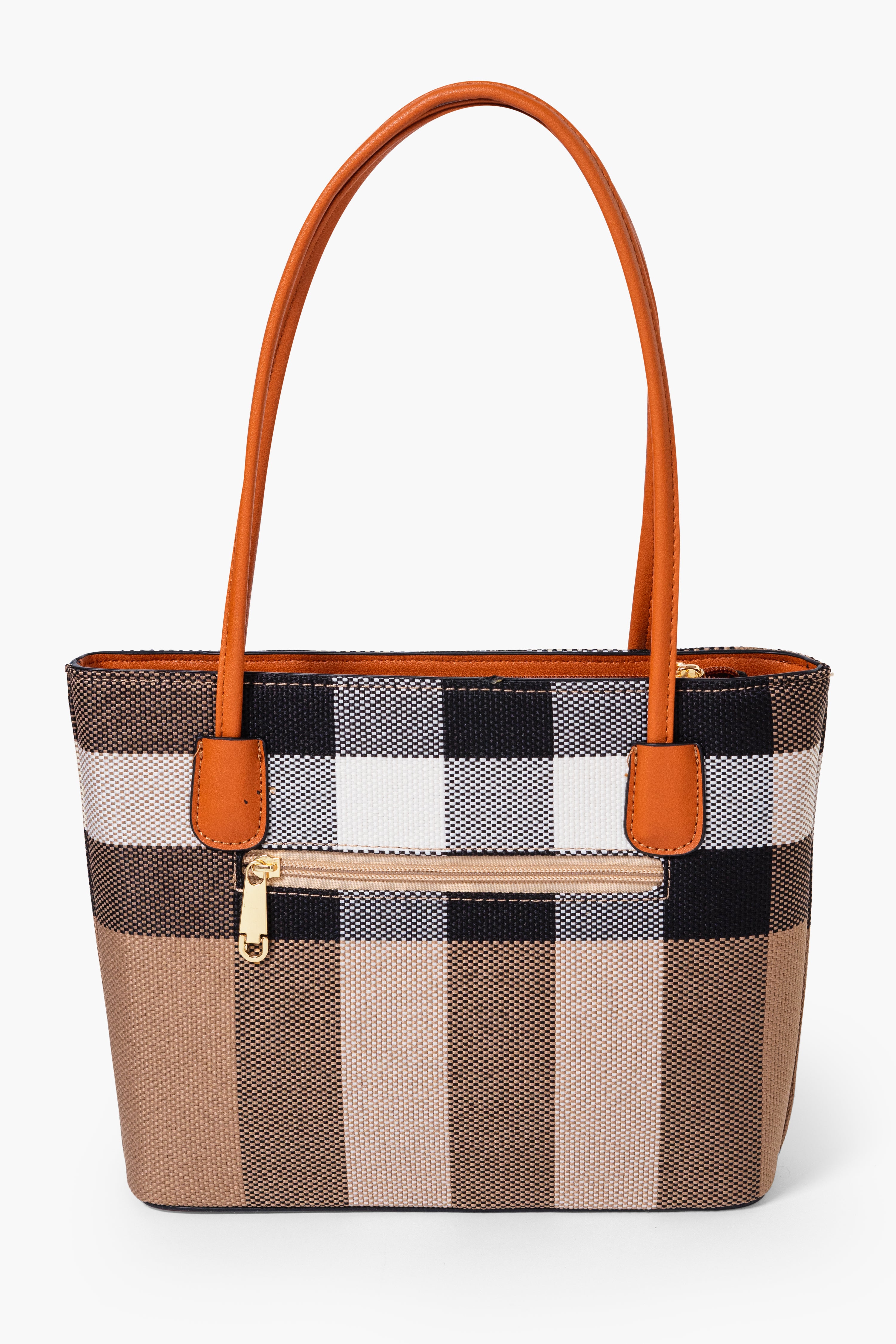 MADRA CHECK TOTE BAG MINI - BROWN