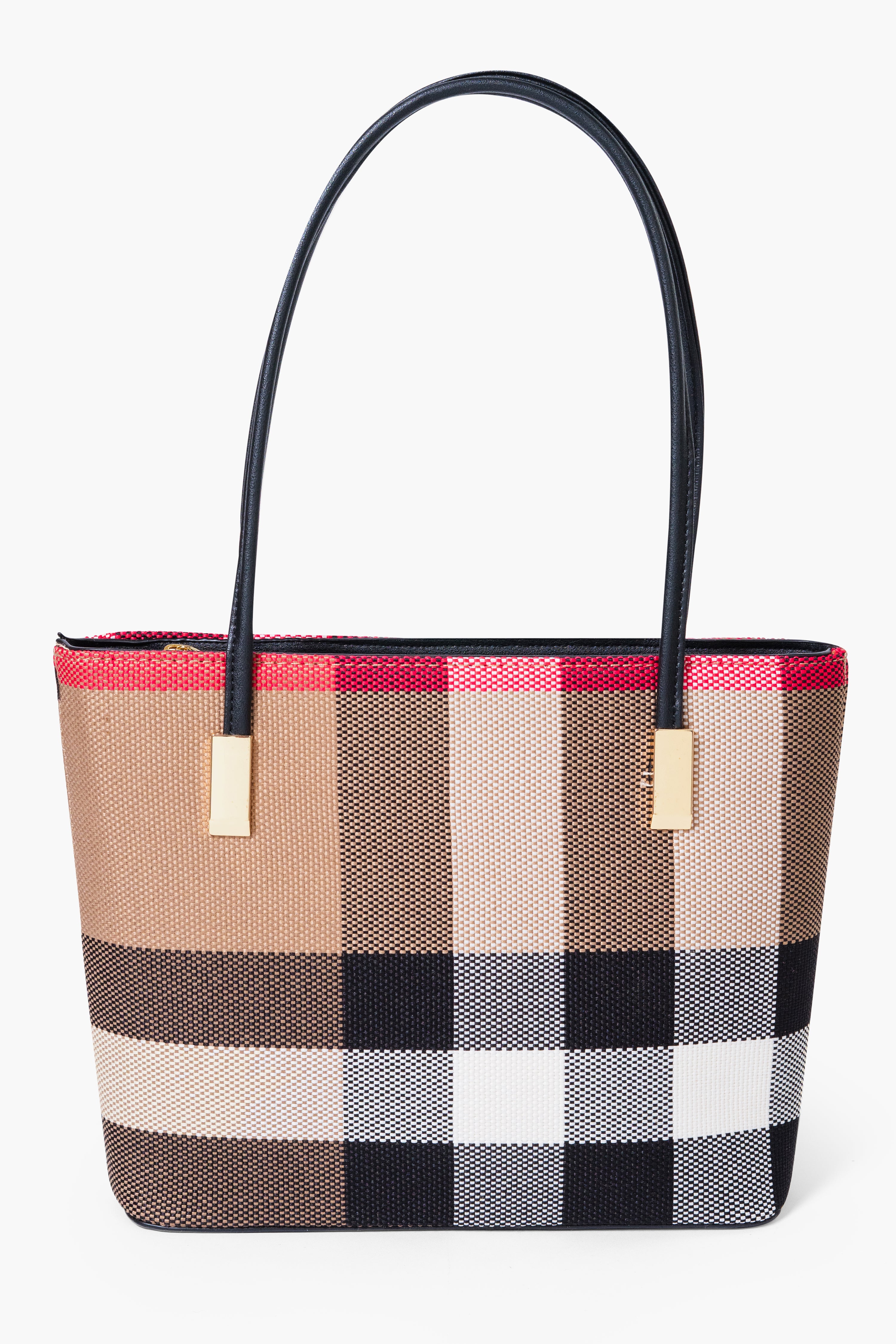 MADRA CHECK TOTE BAG MINI - BLACK
