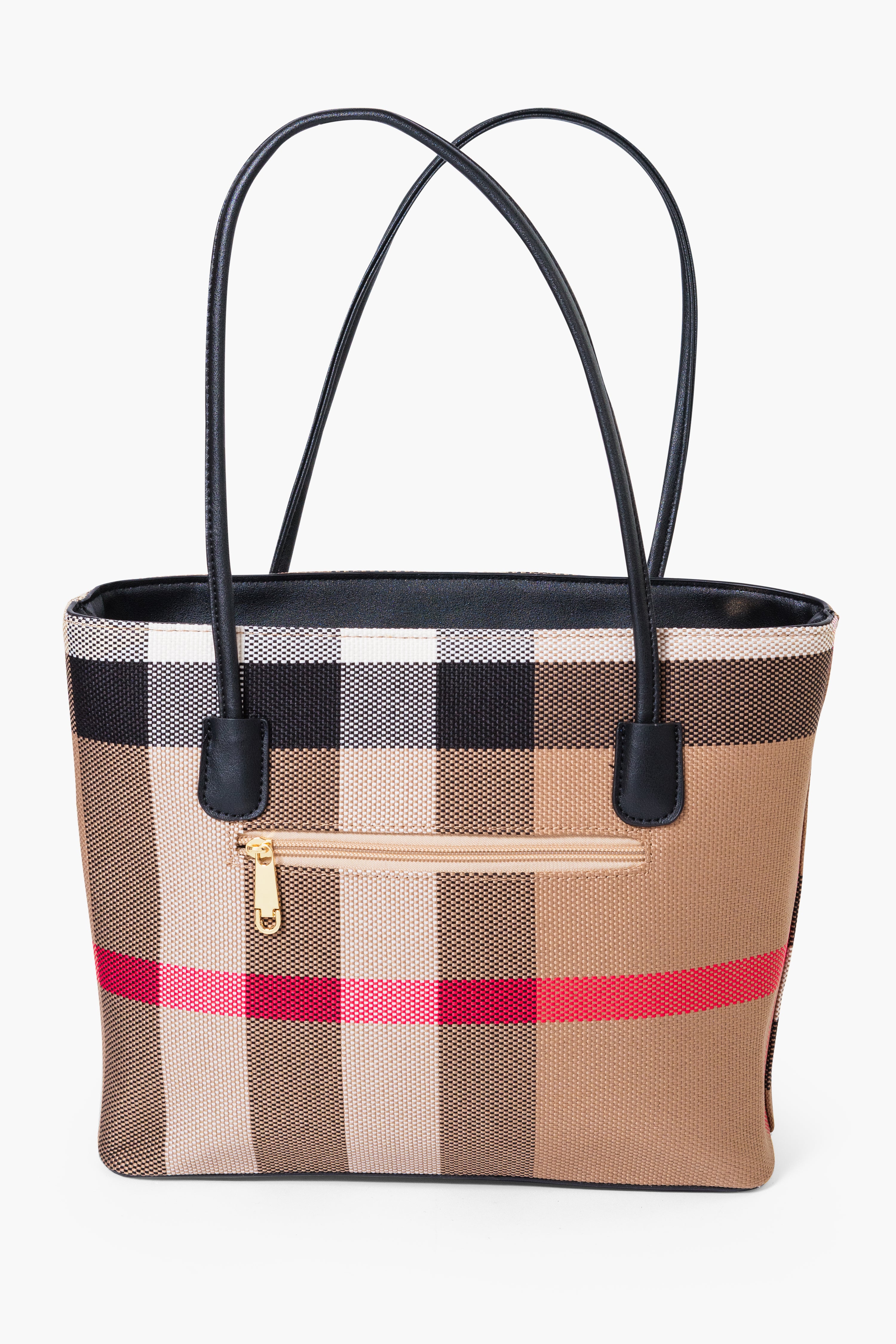 MADRA CHECK TOTE BAG - BLACK
