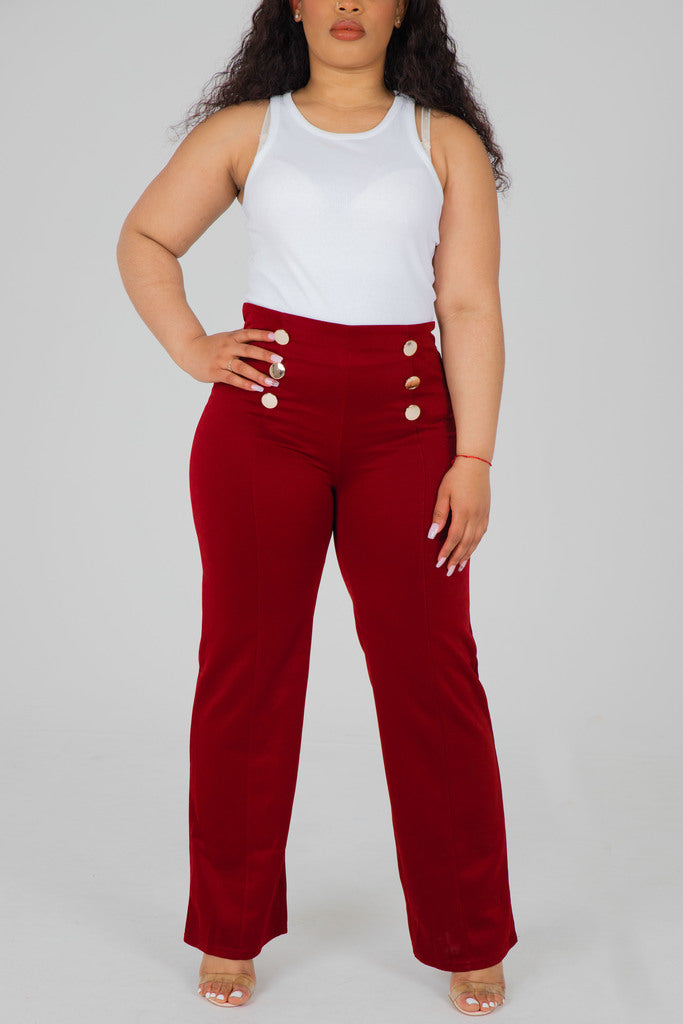 Classic Orientated Waist Flare Blue Trousers