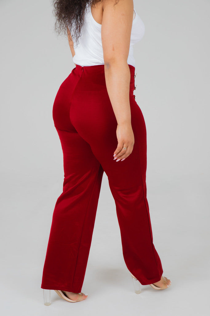 Classic Orientated Waist Flare Blue Trousers